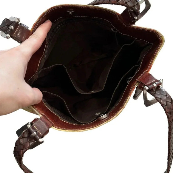 Brighton Green Floral Spring Canvas Leather Vintage Handbag - Picture 6 of 6